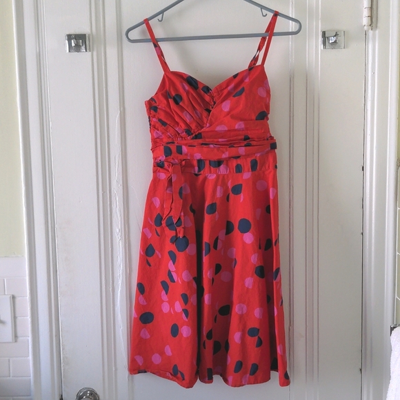 H&M red dotted faux wrap summer dress - Picture 1 of 4